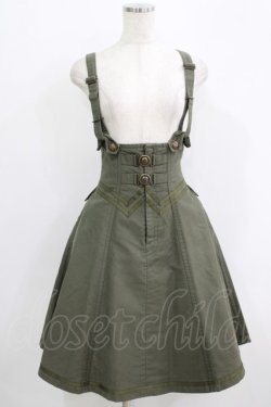 画像1: EXCENTRIQUE / モールスキン・コルセットスカート S/M カーキ H-25-09-19-008-EL-SK-KB-ZH