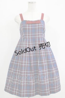 画像1: MILK / Favorite checkジャンパースカート  ブルー H-25-09-19-011-ML-OP-KB-ZH