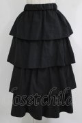 MARBLE / 4段フリルロングスカート S-L ブラック H-25-09-19-013-GO-SK-KB-ZH