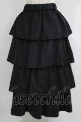 MARBLE / 4段フリルロングスカート S-L ブラック H-25-09-19-013-GO-SK-KB-ZH