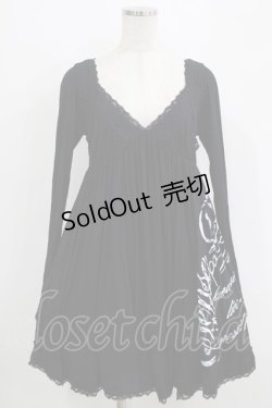 画像1: GHOST of HARLEM / プリントチュニックワンピース  黒 H-25-09-19-014-GL-OP-KB-ZH