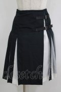 Jean Paul GAULTIER / 配色プリントプリーツラップスカート 36 黒 H-25-09-19-019-GO-SK-KB-ZH
