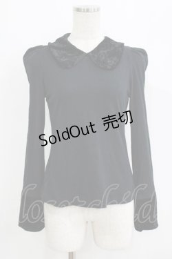 画像1: Jane Marple Dans Le Salon / ベルベットカラーカットソー  黒 H-25-09-20-029-JM-TO-KB-ZH