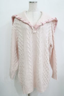 画像1: Candy Stripper / LACE UP SAILOR CABLE KNIT 2 ライトピンク H-25-09-20-032-PU-TO-KB-ZH