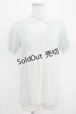 画像1: Emily Temple cute / フロントチュールカットソー  サックス H-25-09-20-034-ET-TO-KB-ZH