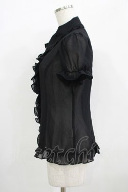 画像2: PUTUMAYO / 丸衿シフォンパフ袖ブラウス  ブラック H-25-09-20-036-PT-BL-KB-ZH