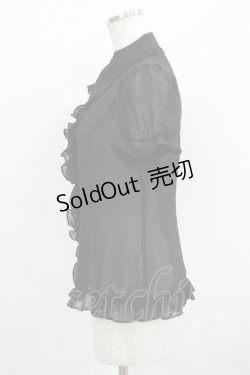 画像2: PUTUMAYO / 丸衿シフォンパフ袖ブラウス  ブラック H-25-09-20-036-PT-BL-KB-ZH