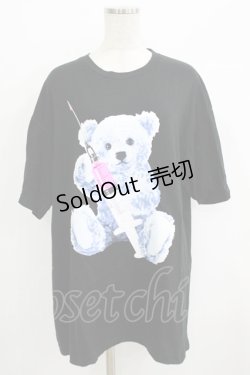 画像1: LISTEN FLAVOR / お注射ベアビッグTシャツ  ブラック H-25-09-20-037-PU-TO-KB-ZH