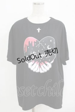 画像1: LISTEN FLAVOR / フラジャイルハ-トクロスくり抜きカットソー  ブラック H-25-09-20-041-PU-TO-KB-ZH