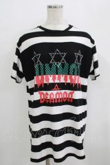 LISTEN FLAVOR / 悪魔の召喚メッシュ切替カットソー  ボーダー H-25-09-20-042-PU-TO-KB-ZT492