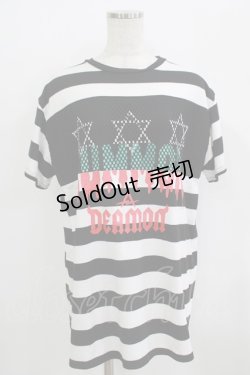 画像1: 【SALE】LISTEN FLAVOR / 悪魔の召喚メッシュ切替カットソー  ボーダー H-25-09-20-042-PU-TO-KB-ZT492