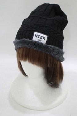 画像1: NieR Clothing / ニットキャップ  黒×グレー H-25-09-20-050-PU-AC-KB-ZH