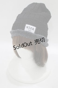 画像1: NieR Clothing / ニットキャップ  黒×グレー H-25-09-20-050-PU-AC-KB-ZH