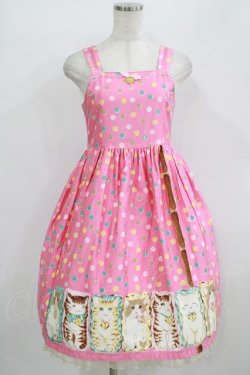画像1: Shirley Temple / マルチドットキャットジャンパースカート 160 ピンク H-25-09-20-006-ET-SK-KB-ZH