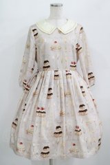 Leur Getter / Cream Choux Puff袖付きワンピース L グレー H-25-09-20-008-LU-OP-KB-ZH