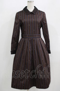 画像1: Jane Marple / Regimental stripeのコレットドレス  ブラウン H-25-09-20-012-JM-OP-KB-ZH