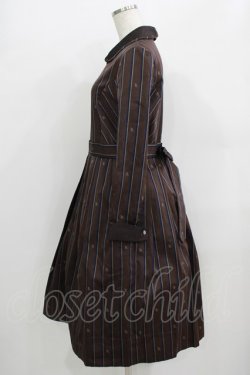 画像2: Jane Marple / Regimental stripeのコレットドレス  ブラウン H-25-09-20-012-JM-OP-KB-ZH