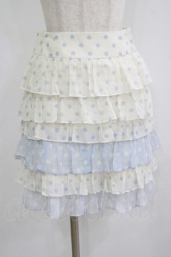 画像1: Jane Marple / ドットフリルスカート  オフ×サックス H-25-09-20-015-JM-SK-KB-ZH
