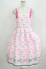 Emily Temple cute / トリプルRIBBONキャミソールワンピース  ピンク H-25-09-20-003-ET-OP-KB-ZH