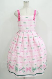 Emily Temple cute / トリプルRIBBONキャミソールワンピース  ピンク H-25-09-20-003-ET-OP-KB-ZH