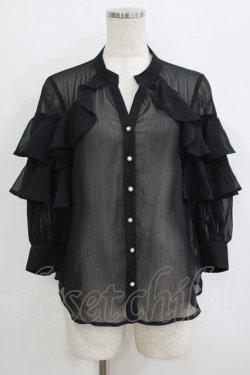 画像1: axes femme NOSTALGIE / シフォンフリルブラウス Free ブラック H-25-09-21-033-AX-BL-NS-ZH