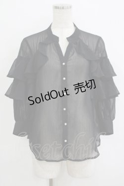 画像1: axes femme NOSTALGIE / シフォンフリルブラウス Free ブラック H-25-09-21-033-AX-BL-NS-ZH