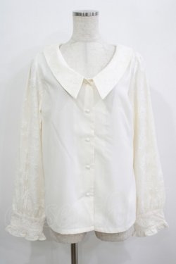画像1: DearMyLoveRose / 選べる衿レースパフスリブラウス L アイボリー H-25-09-21-034-EL-BL-NS-ZH