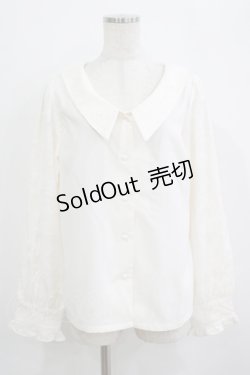 画像1: DearMyLoveRose / 選べる衿レースパフスリブラウス L アイボリー H-25-09-21-034-EL-BL-NS-ZH