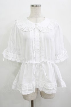 画像1: Chalmiere / クラシックコットンブラウス M 白 H-25-09-21-035-PU-BL-NS-ZH