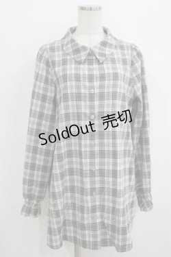 画像1: DearMyLoveRose / ボウタイチュニックシャツワンピース LL チェック H-25-09-21-036-EL-OP-NS-ZH