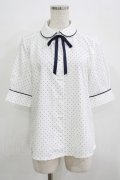 Fi.n.t / タイ付き5分袖ドットブラウス Free OFF×NAVY H-25-09-21-039-CA-BL-NS-ZH