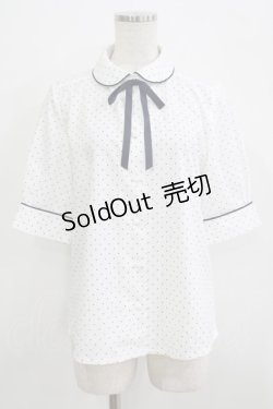 画像1: Fi.n.t / タイ付き5分袖ドットブラウス Free OFF×NAVY H-25-09-21-039-CA-BL-NS-ZH