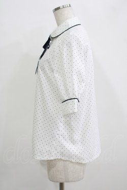 画像2: Fi.n.t / タイ付き5分袖ドットブラウス Free OFF×NAVY H-25-09-21-039-CA-BL-NS-ZH