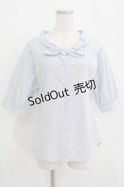 画像1: an another angelus / マリンタイカラー5分袖ブラウス Free WHITE×BL H-25-09-21-041-CA-BL-NS-ZH