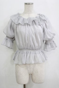 画像1: F&A / シアーオフショルフリルプルオーバーブラウス Free BLUE GRAY H-25-09-21-049-LO-BL-NS-ZH