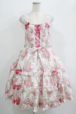 画像1: metamorphose / 【プラスサイズ】シャーロットティアードジャンパースカート プラスサイズ オフ白 H-25-09-21-004-ME-OP-NS-ZH