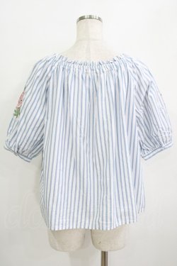 画像3: F&A / ストライプバラ刺繍ブラウス Free OFF/BLUE H-25-09-21-054-LO-BL-NS-ZH