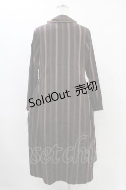 画像2: Jane Marple Dans Le Salon / レジメンタルストライプフリルカラーワンピース M ブラウン H-25-09-21-1028-JM-OP-KB-ZH