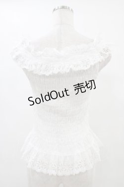 画像2: Jane Marple / カットワークレースのシャーリングビスチェキャミ M 白 H-25-09-21-1040-JM-TO-KB-ZH