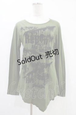 画像1: ALGONQUINS / プリント長袖カットソー  カーキ H-25-09-21-1044-AL-TO-KB-ZH