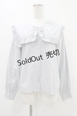 画像1: merry jenny / Vネックスクエアカラーフリルブラウス  ブルー H-25-09-21-1049-LO-BL-KB-ZH