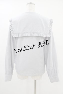 画像2: merry jenny / Vネックスクエアカラーフリルブラウス  ブルー H-25-09-21-1049-LO-BL-KB-ZH