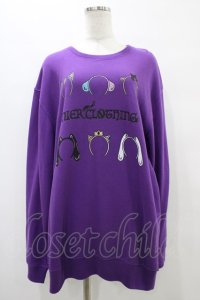 NieR Clothing / プリントSWEAT  2XL パープル H-25-09-21-1054-PU-TO-KB-ZH