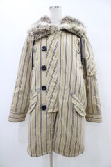 MILKBOY / ファーカラーモッズコート  ベージュストライプ H-25-09-21-1056-MB-CO-KB-ZH