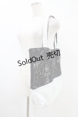 画像2: 西麻布サーカス団 / プリント切替BAG  黒×白 H-25-09-21-1009-HN-BG-KB-ZH