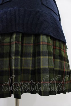 画像5: Jane Marple Dans Le Salon / ニットとTartan checkのトロンプルイユドレス M ネイビー×カーキ H-25-09-21-1019-JM-OP-KB-ZH