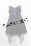 MR corset / レースフリル蝶プリントワンピース  黒×紫 H-25-09-21-1020-PU-OP-KB-ZH