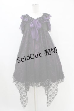 画像1: MR corset / レースフリル蝶プリントワンピース  黒×紫 H-25-09-21-1020-PU-OP-KB-ZH