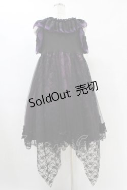 画像2: MR corset / レースフリル蝶プリントワンピース  黒×紫 H-25-09-21-1020-PU-OP-KB-ZH