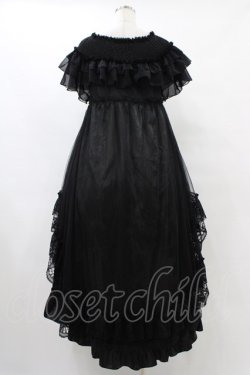 画像2: MR corset / シャーリングショルダーフィッシュテールワンピース  黒×黒 H-25-09-21-1021-PU-OP-KB-ZH